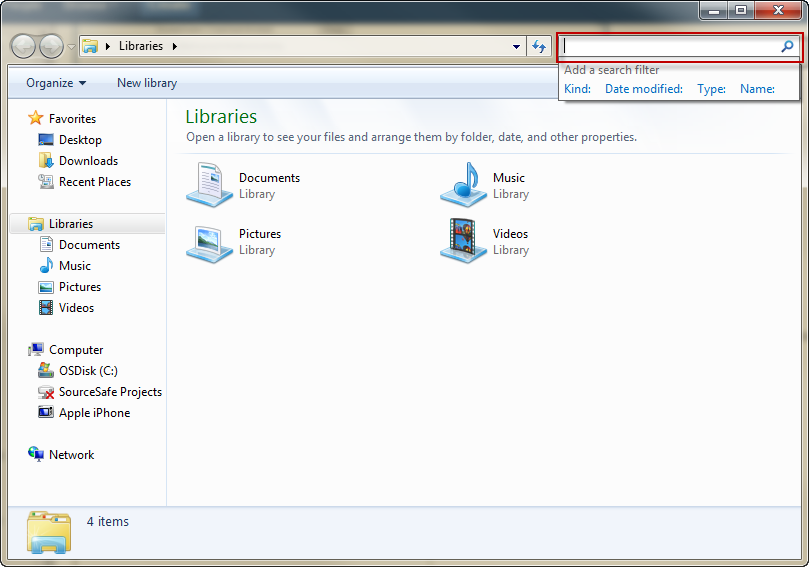 Explorer Window Search Box